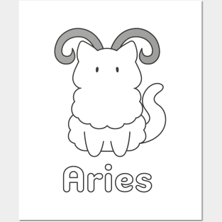 Aries Cat Zodiac Sign with Text Posters and Art